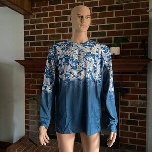 HUK‎ Icon X Tide Change Fade Fishing Performance Shirt Blue Size L New